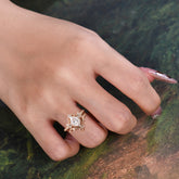 Unique Pear Shaped Engagement Ring Set Moissanite Cluster Wedding Band
